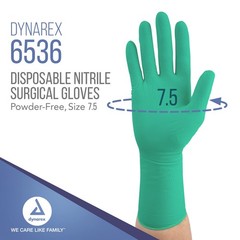 Dynarex Sterile Nitrile Surgical Gloves Size 7.5 Latex Free Comfortable Durable