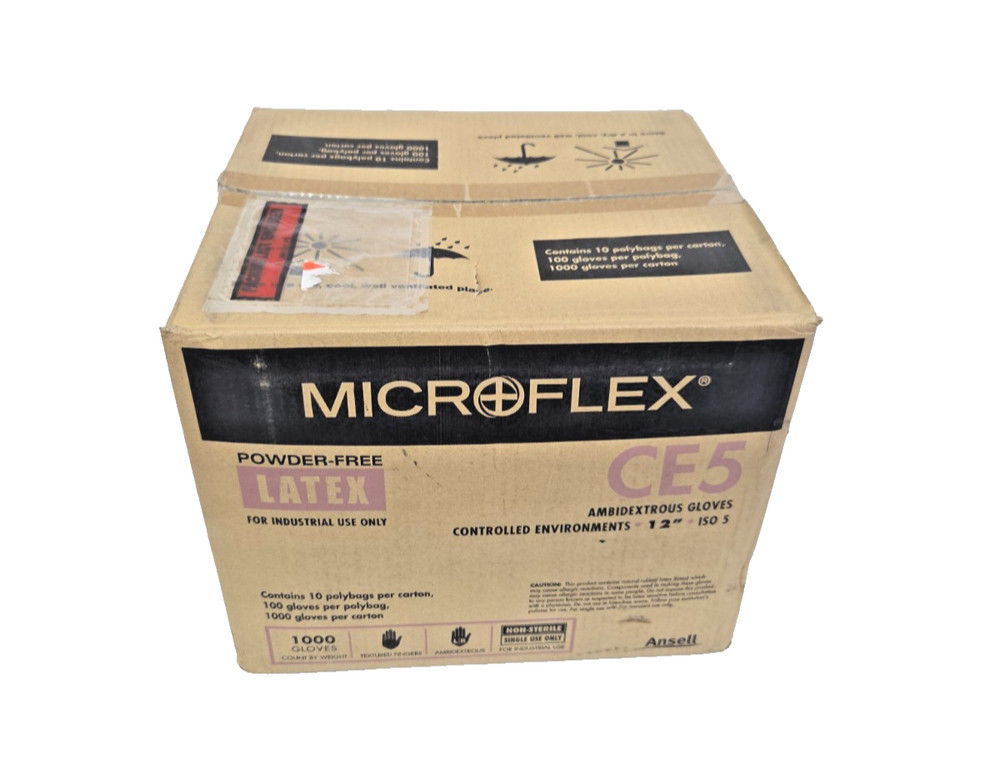 Microflex Powder-Free Latex Ambidextrous Gloves CE5-512-S Size Small Box of 1000