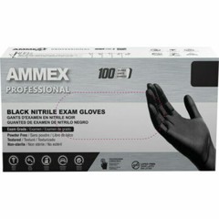 AMMEX ABNPF44100BX Medical Tattoo Black Nitrile Gloves, Medium – 100 Count