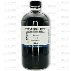 True Colloidal Silver – 200 ppm – 500 mL (16.9 Fl Oz) in Clear Glass Bottle