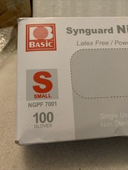 Synguard Nitrile Exam Gloves Powder-Free Blue Small 1 Box of 100