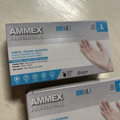 200 Exam Gloves 2 Boxes AMMEX Professional Vinyl Latex & Powder Free Size Large