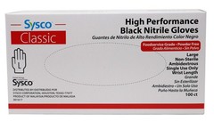 Sysco High Performance Black Nitrile Gloves Large 100 Count Non Sterile