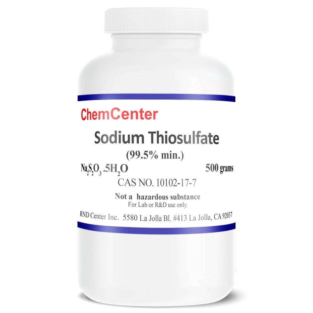 Sodium Thiosulfate, Reagent, Fine Crystal, 99.5% min., 500 grams