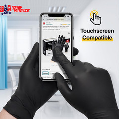 Nitrile Exam Gloves, Black Latex Free Powder Free Disposable Gloves for Medical,