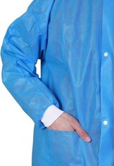 SMS 45 GSM 2 Pockets Lab Coat Disposable Unisex Adult M/L High Quality 10 Pcs
