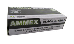 Ammex Professional Black Nitrile Exam Gloves 100 Pack Size XL Powder Free