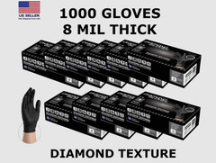 8 Mil Black Heavy Duty Thick Nitrile Industrial Gloves Case 1000 PC New S M L XL