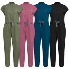 Women’s Anti-wrinkle Short Sleeve Jumpsuit Medical Nursing Uniform Scrub Sets