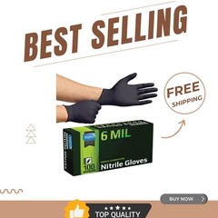 Heavy Duty 6 Mil Black Nitrile Gloves | 100 Count – Chemical Resistant
