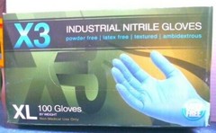 Ammex 94118, Industrial Blue Nitrile Gloves, XL, Box of 100, FREE SHIPPING