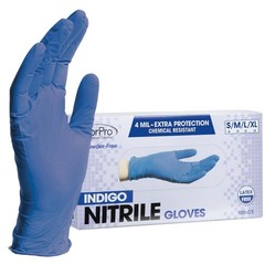 ForPro Disposable Nitrile Gloves, 4 Mil, Indigo, Large, 100~Count