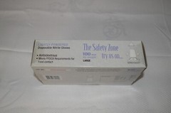 THE SAFTEY ZONE ~ DISPOSABLE NITRILE GLOVES ~ AMBIDEXTROUS ~ 100 COUNT ~ LARGE