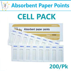 Dental Absorbent Paper Points CELL PACK Paper Points, CHOOSE SIZE, Meta 200/pk.