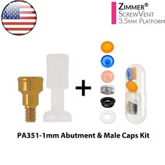 US Locator Tapered Abutment For Zimmer Screw Vent Ø3.5/4.5mm & Male Cap Inserts