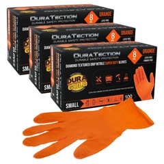Duratection 8 Mil Super Duty Diamond Textured Nitrile Gloves, 300 Gloves, Small