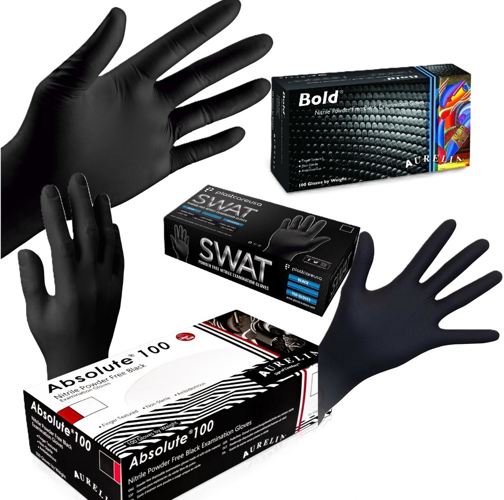 Black Nitrile Exam Gloves – Disposable Latex & Powder Free, Medical Rubber Food