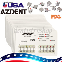 10X AZDENT Dental Orthodontic Bracket Roth MBT 022 /5000Pc Elastics Rubber Bands