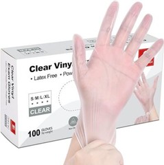100 Clear Vinyl Synthetic Exam Gloves 4-mil Powder-Free Latex-Free Non-Sterile