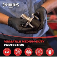 X Large Pack of 100 Black Nitrile Gloves 6 Mil Disposable Protective Gloves
