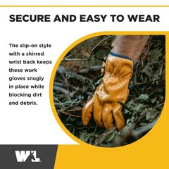 Wells Lamont Mens Slip-On Hydrahyde Full Leather Work Gloves Water-Resistant