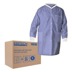Kimtech Lab Coats A8 Certified Knit Cuffs 10034 Case of 25 Blue 2XL
