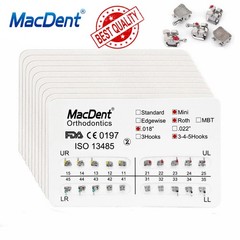 MacDent Dental Ortho Metal Brackets Mini/Standard Roth/MBT 018/022 Hooks 3/3-4-5