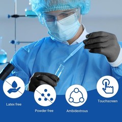 Black Nitrile Gloves Medium Bulk, Case of 1200, 3.5Mil, Latex Free Powder Free