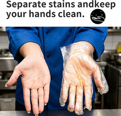 100 Pack Disposable Plastic Food Handling Gloves, Clear Service Gloves for Clean