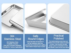 Dental Medical Stainless Steel Instrument Tray Tattoo Flat Trays 3 Sizes