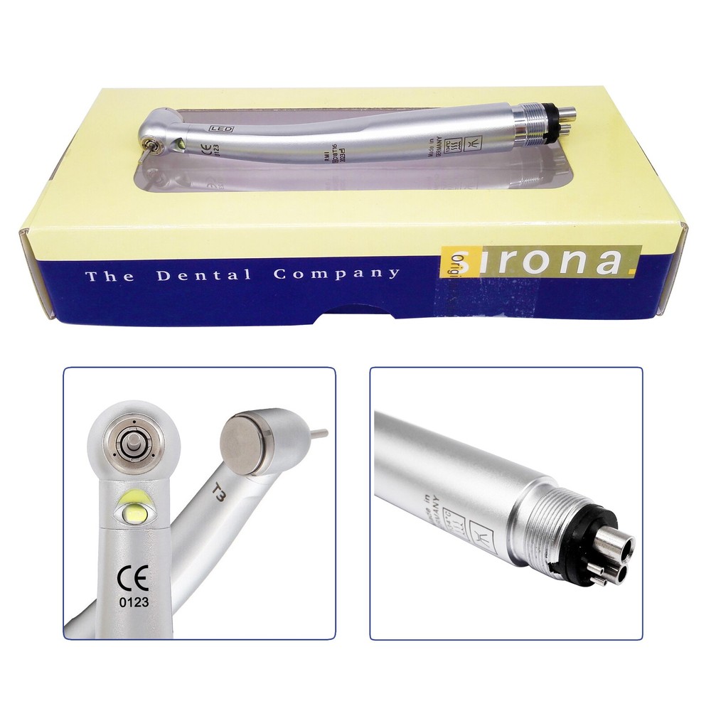 2x Sirona T3 Racer Dental High Speed Handpiece LED Fiber Optic 4Hole Push button