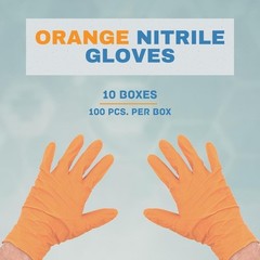 Medium 5 Mil Full Textured Orange Nitrile Powder Free Disposable Gloves 1000 Pcs