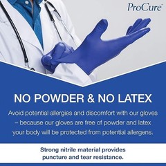 ProCure Disposable Nitrile Gloves, 200 Count, Powder Free, Rubber Latex Free, XL