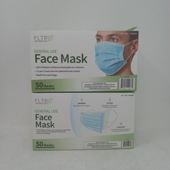 Face Mask FLTR General Use (Lot Of 2) 50 Ct. Each 3 Layer Construction Blue