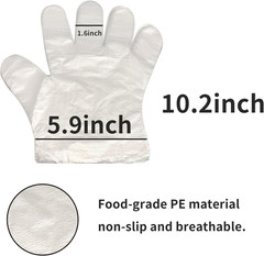 100 Pack Disposable Plastic Food Handling Gloves, Clear Service Gloves for Clean