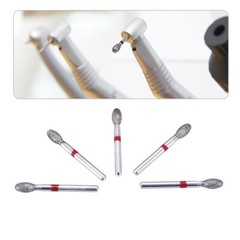 AZDENT Dental FG Diamond Bur Football Shape Egg Fine Grit Red High Speed
