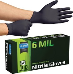 Heavy Duty 6 Mil Black Nitrile Gloves | 100 Count – Chemical Resistant