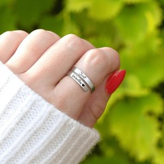 Just Breathe Ring for Women, Adjustable Heart Ring, Stainless Steel Spiral Wrap