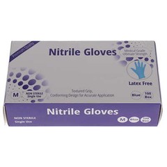 House Brand Dentistry 119132 Nitrile Exam Gloves PF Textured Blue 100/Bx Medium