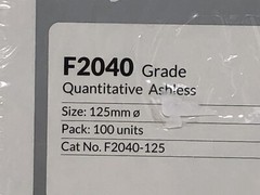 Chm F2040 Filter Papers Quantitative Ashless DA0073A 100 Count