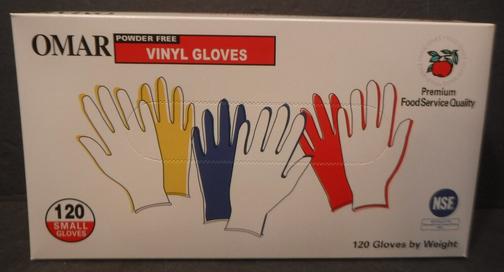 120-Small Omar Disposable Powder Free Vinyl Gloves Premium Food Service Quality