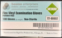Medical Examination Gloves MEDIUM Flex Vinyl Latex Free Powder Free BOSMA 100 Ct