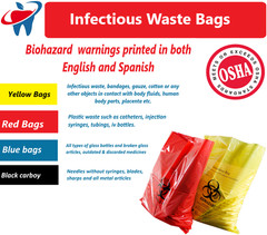 BIOHAZARD Infectious Waste Bags Red Adhesive Bag, Meets OSHA requirement
