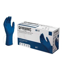 HD Medical Blue LatexGloves, Box of 50, 13 mil, Size XLarge, Powder Free, Textur