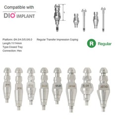 Dental DIO UFII Regular Straight Healing Abutment Impression Coping Zest locator