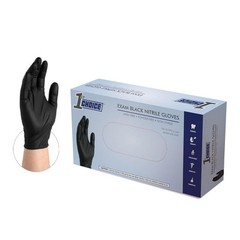 1st Choice Black Nitrile Gloves Box of 100 Large (Pack 100),