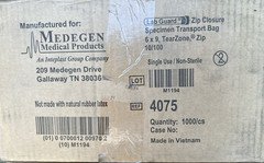 Medegen Medical Products 4075 Specimen Trnsprt Bags 6X9″ Zip Closure Lot
