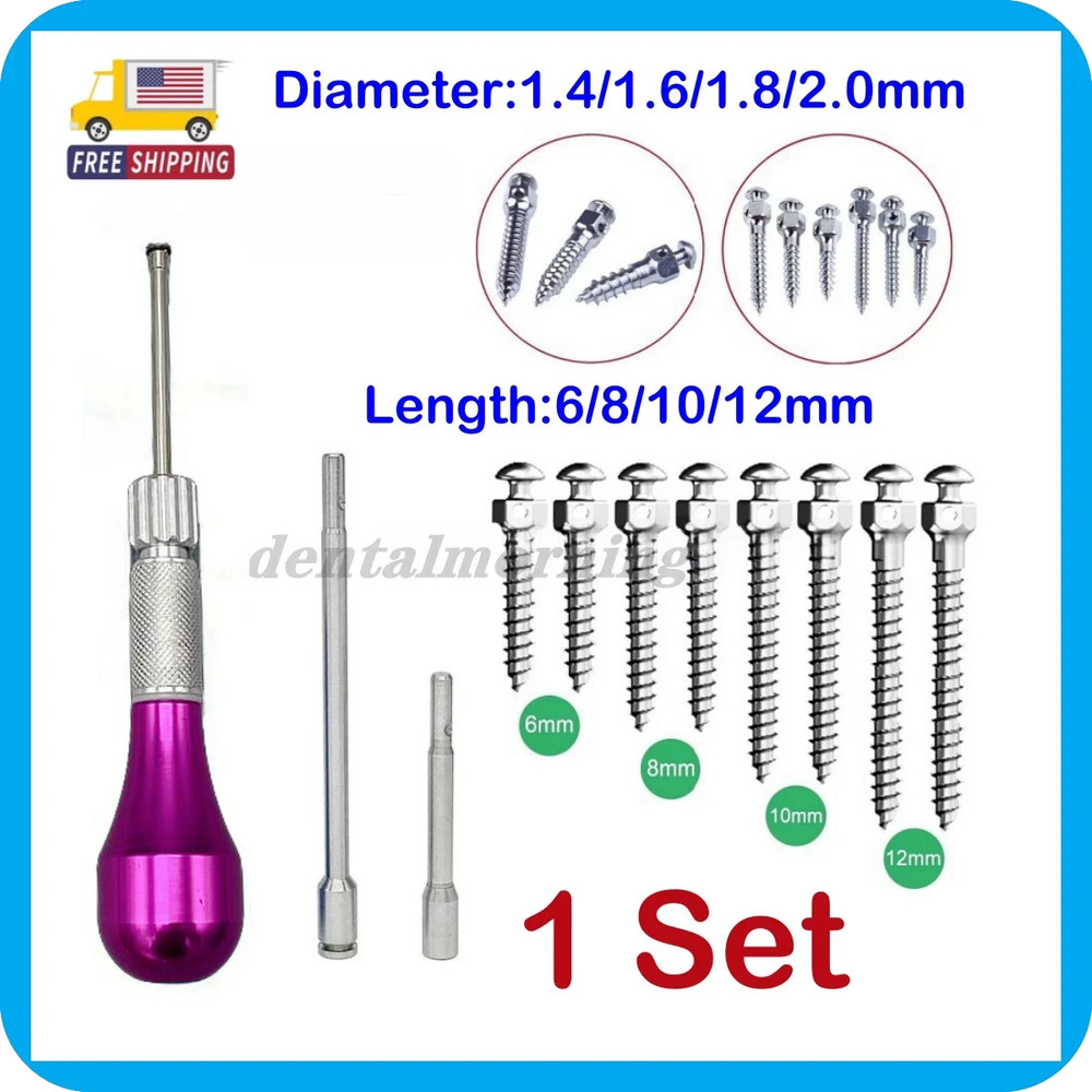 Dental Orthodontic Titanium Micro Implant Mini Screws Self-Drilling Fuchsia set