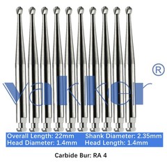 10/pk Dental Carbide Burs RA Latch Type 22mm Inverted Cone Football Low Speed