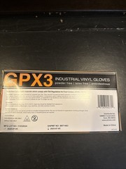 Gpx3 Industrial Vinyl Gloves Powder Free Latex Free Ambidextrous EXTRA LARGE